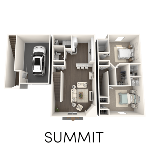 Floor plan for 2 beds, 2.5 baths, 1280 sqft